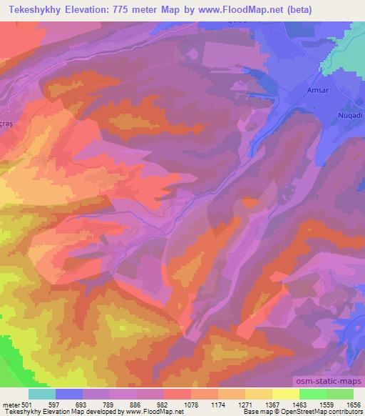 Tekeshykhy,Azerbaijan Elevation Map