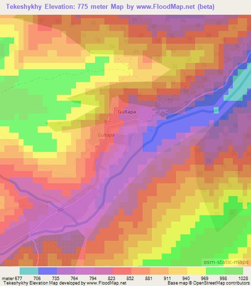 Tekeshykhy,Azerbaijan Elevation Map