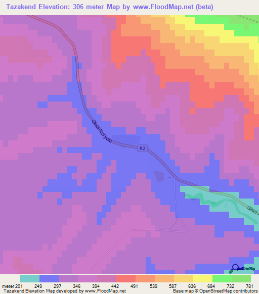 Tazakend,Azerbaijan Elevation Map
