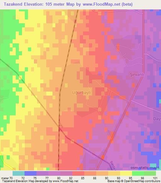 Tazakend,Azerbaijan Elevation Map