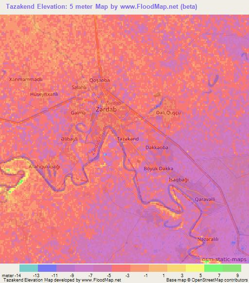 Tazakend,Azerbaijan Elevation Map