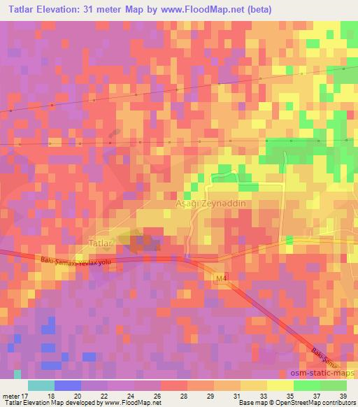 Tatlar,Azerbaijan Elevation Map