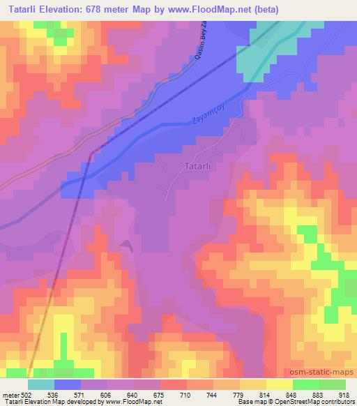 Tatarli,Azerbaijan Elevation Map