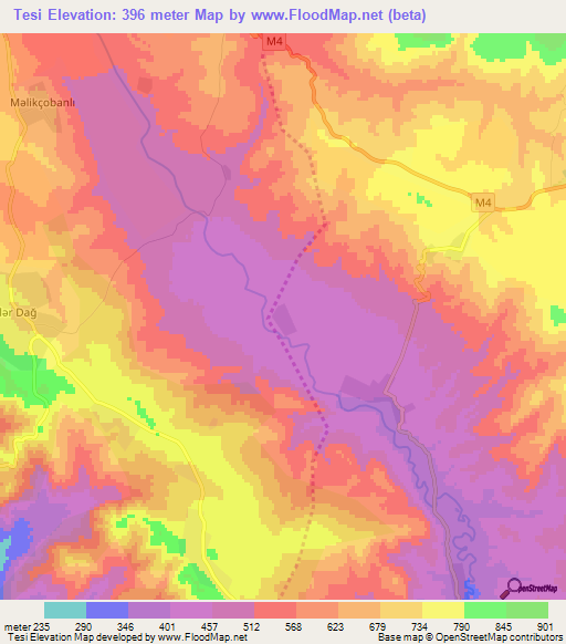 Tesi,Azerbaijan Elevation Map
