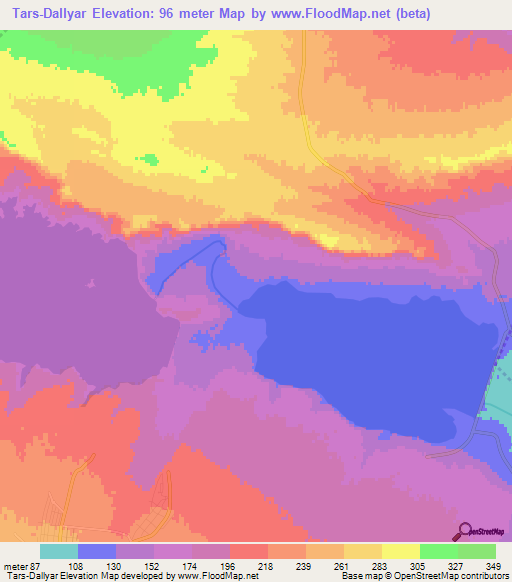 Tars-Dallyar,Azerbaijan Elevation Map