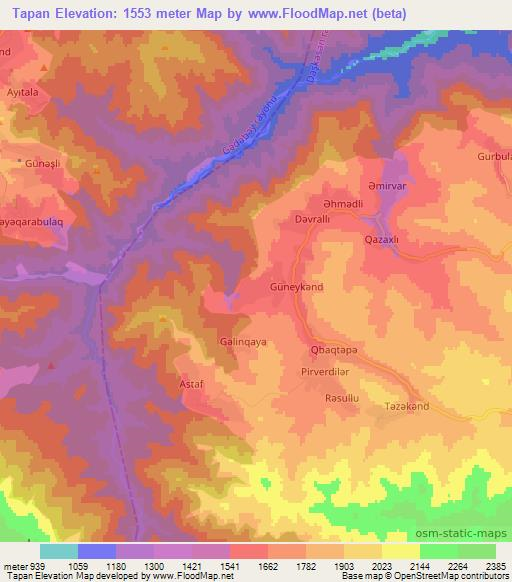 Tapan,Azerbaijan Elevation Map