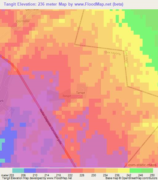 Tangit,Azerbaijan Elevation Map