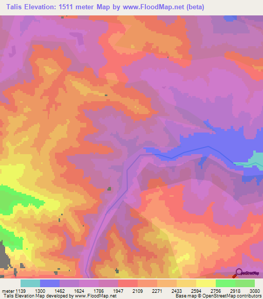 Talis,Azerbaijan Elevation Map