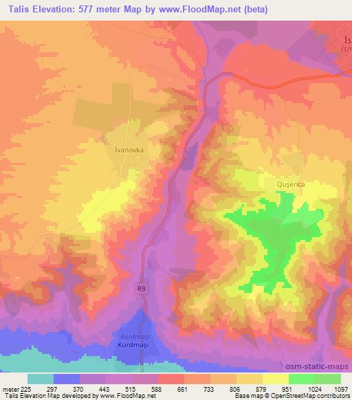 Talis,Azerbaijan Elevation Map