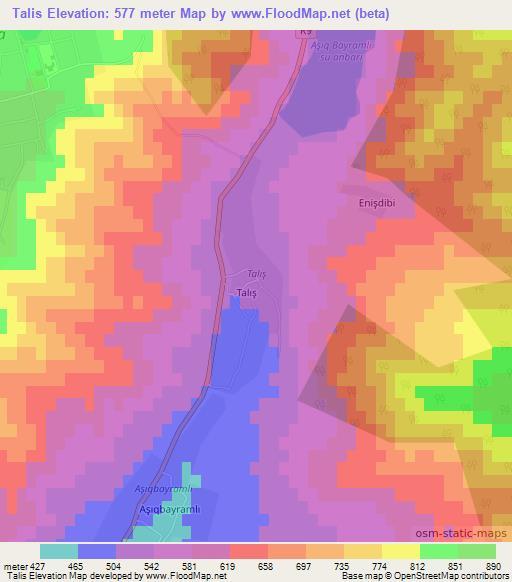 Talis,Azerbaijan Elevation Map