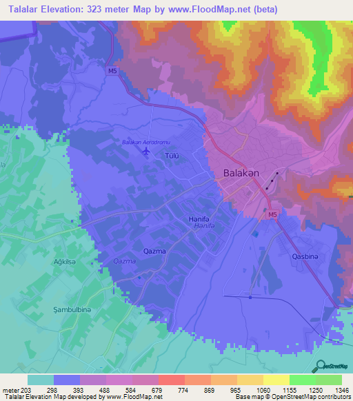 Talalar,Azerbaijan Elevation Map