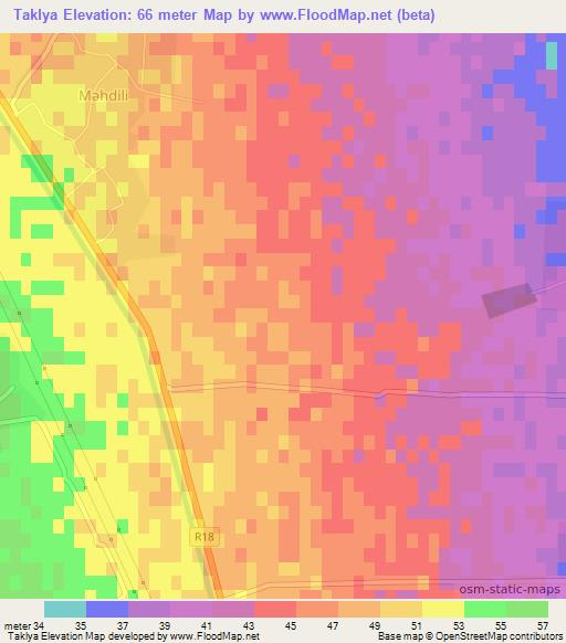 Taklya,Azerbaijan Elevation Map