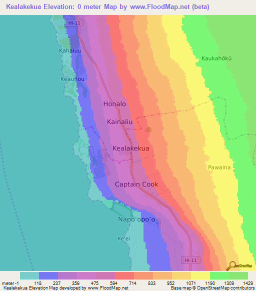 Elevation of Kealakekua,US Elevation Map, Topography, Contour