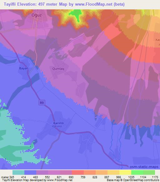 Tayifli,Azerbaijan Elevation Map
