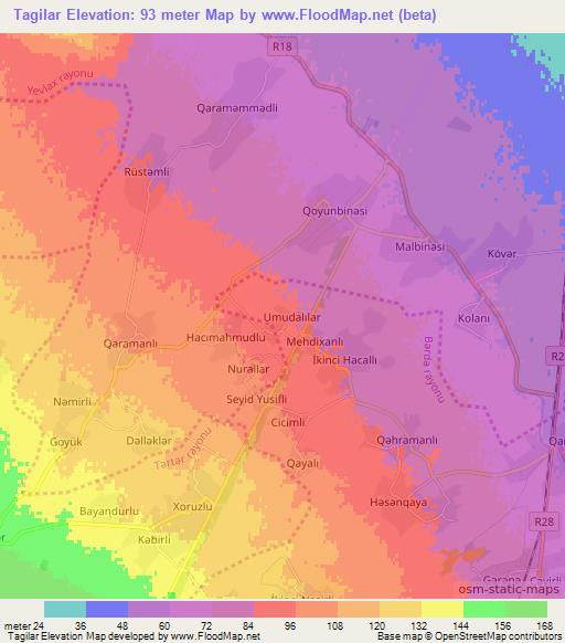 Tagilar,Azerbaijan Elevation Map