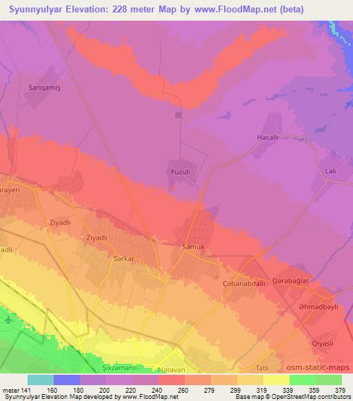 Syunnyulyar,Azerbaijan Elevation Map