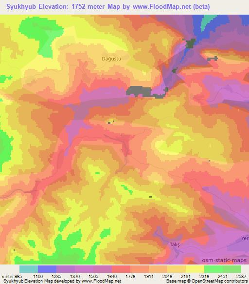 Syukhyub,Azerbaijan Elevation Map