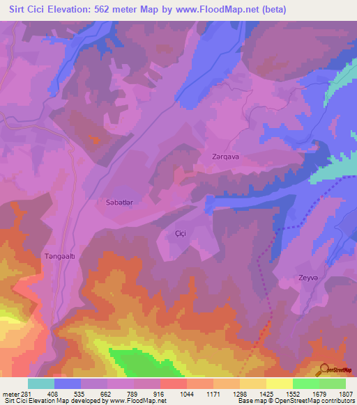 Sirt Cici,Azerbaijan Elevation Map
