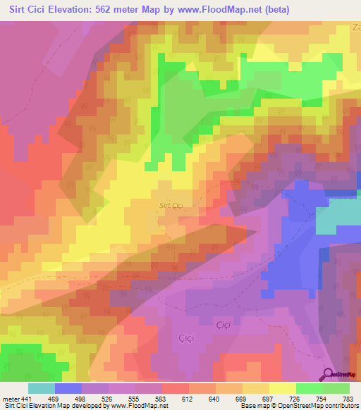 Sirt Cici,Azerbaijan Elevation Map