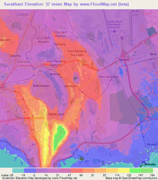 Surakhani,Azerbaijan Elevation Map