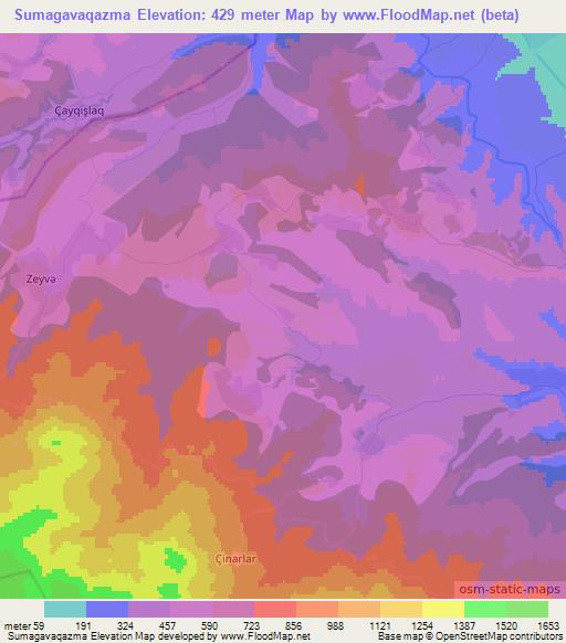 Sumagavaqazma,Azerbaijan Elevation Map
