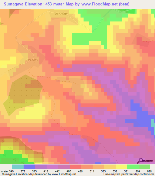 Sumagava,Azerbaijan Elevation Map