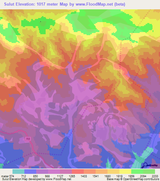 Sulut,Azerbaijan Elevation Map