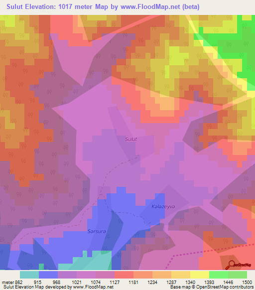 Sulut,Azerbaijan Elevation Map