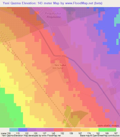 Yeni Qazma,Azerbaijan Elevation Map