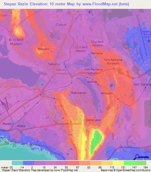 Stepan Razin,Azerbaijan Elevation Map