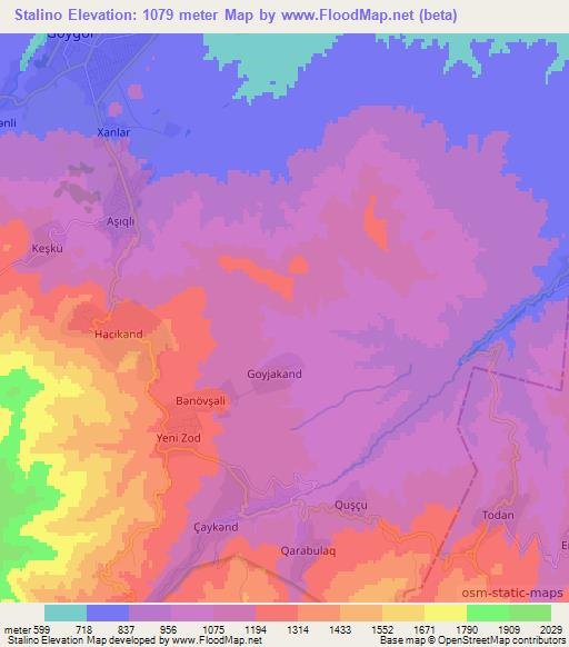 Stalino,Azerbaijan Elevation Map