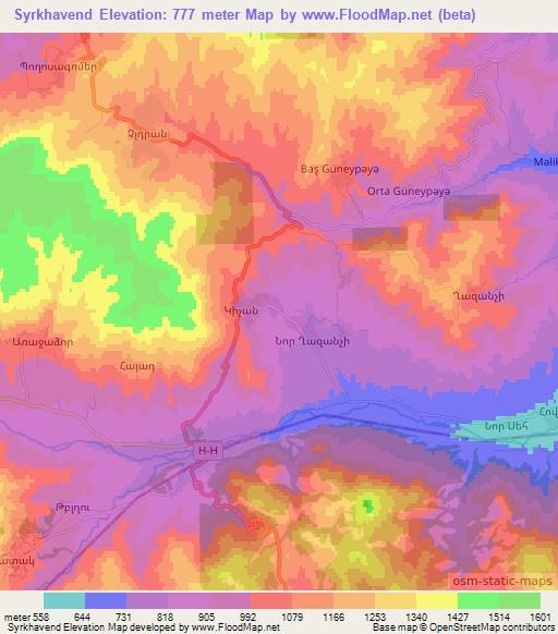 Syrkhavend,Azerbaijan Elevation Map