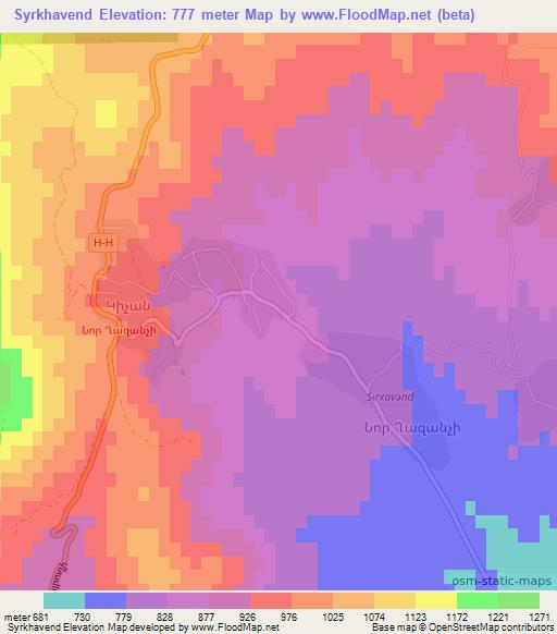 Syrkhavend,Azerbaijan Elevation Map