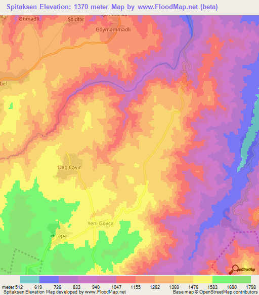 Spitaksen,Azerbaijan Elevation Map