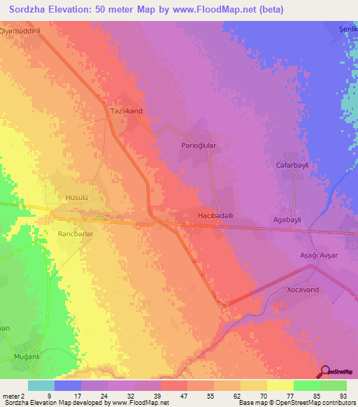 Sordzha,Azerbaijan Elevation Map