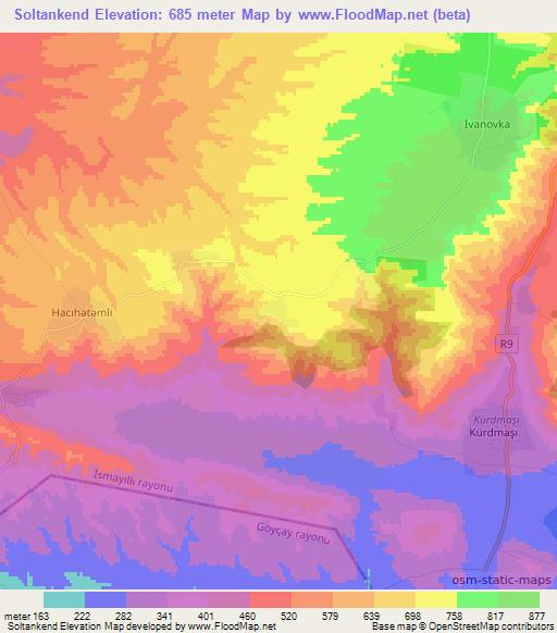 Soltankend,Azerbaijan Elevation Map