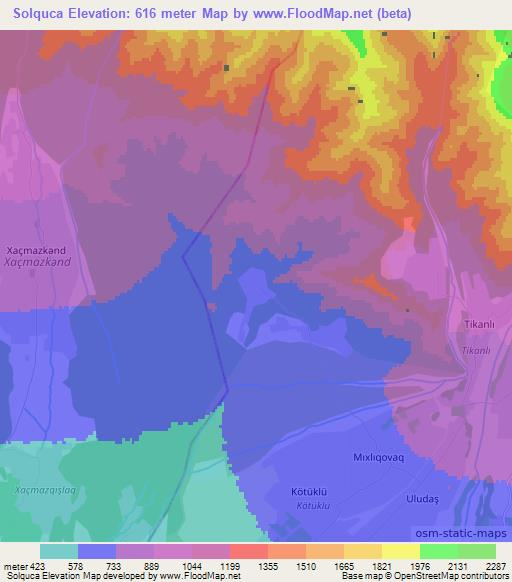 Solquca,Azerbaijan Elevation Map