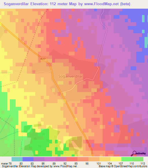 Soganverdilar,Azerbaijan Elevation Map