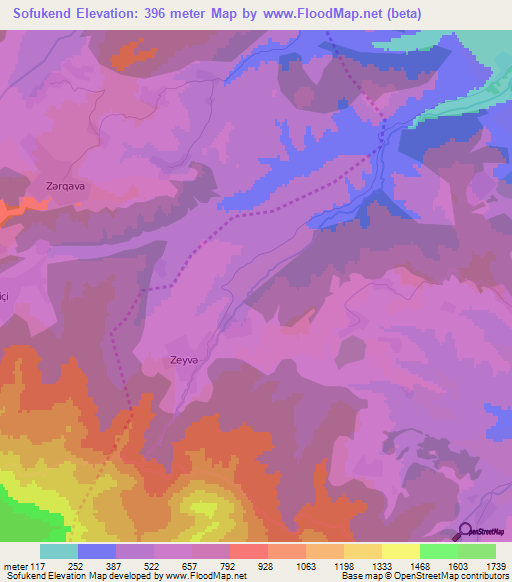 Sofukend,Azerbaijan Elevation Map