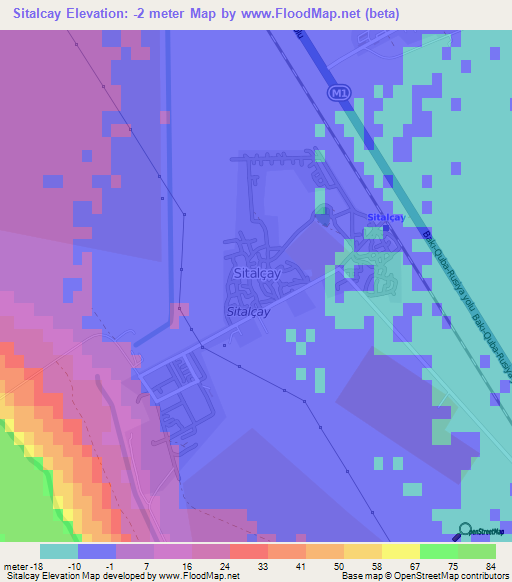 Sitalcay,Azerbaijan Elevation Map