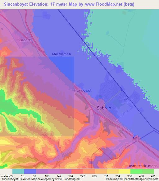 Sincanboyat,Azerbaijan Elevation Map