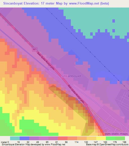 Sincanboyat,Azerbaijan Elevation Map