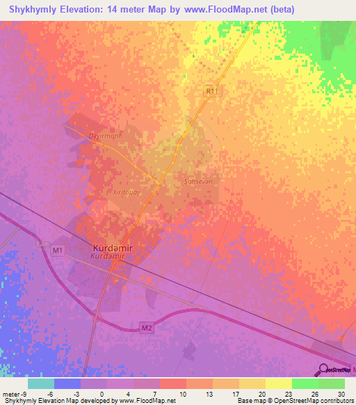 Shykhymly,Azerbaijan Elevation Map