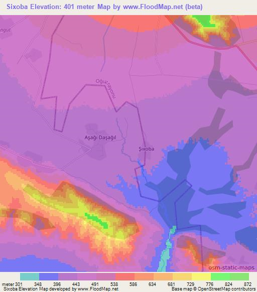 Sixoba,Azerbaijan Elevation Map