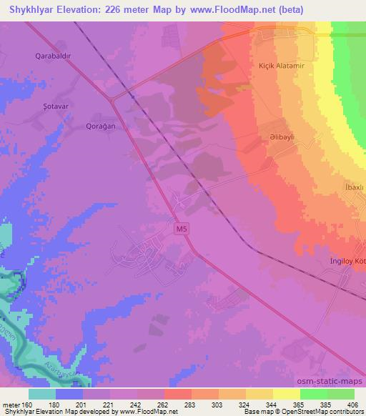 Shykhlyar,Azerbaijan Elevation Map