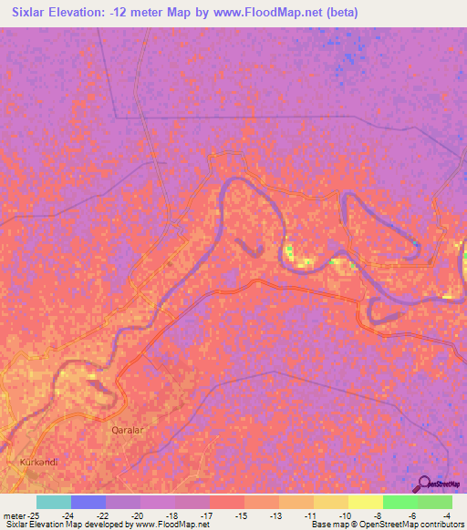 Sixlar,Azerbaijan Elevation Map
