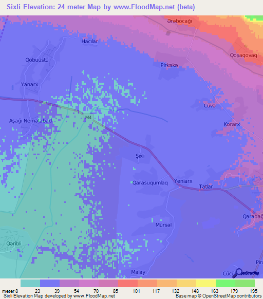 Sixli,Azerbaijan Elevation Map