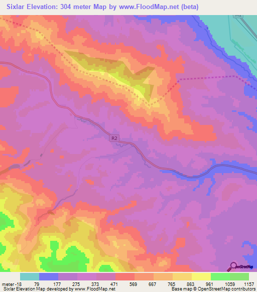 Sixlar,Azerbaijan Elevation Map
