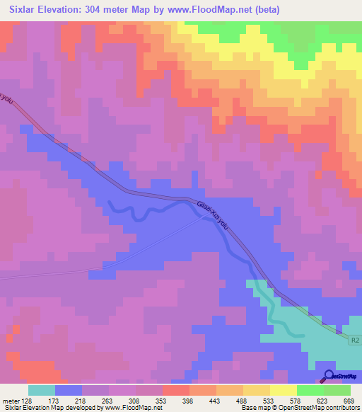 Sixlar,Azerbaijan Elevation Map