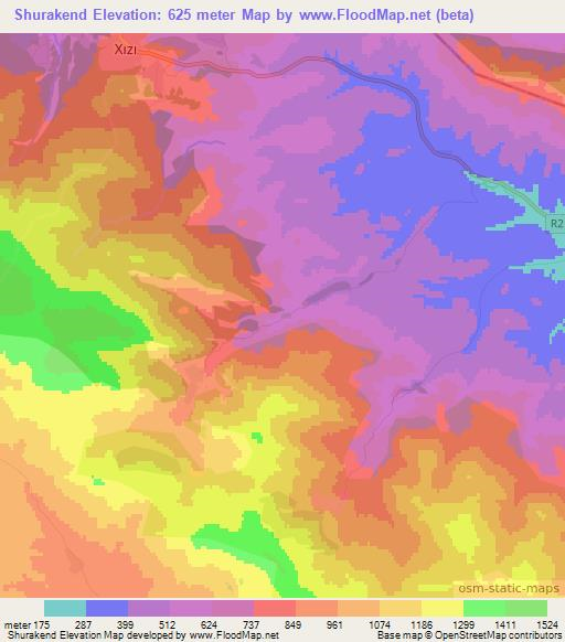 Shurakend,Azerbaijan Elevation Map